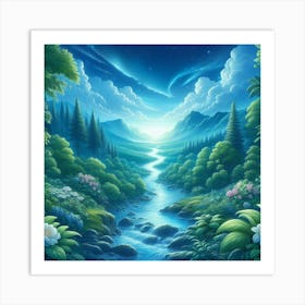 River In The Forest 22 Art Print