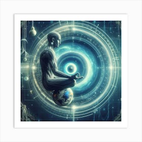 Meditating Man In Space Art Print