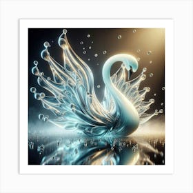 Swan In Water Art Print