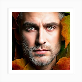 Firefly Weathered Man With Deep Green Eyes And Autumn Leaves 43523 Art Print