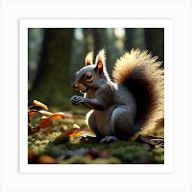 Squirrel In The Forest 316 Art Print