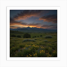 Sunset In The Mountains Art Print