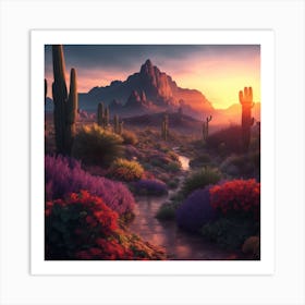 Sunset In The Desert Art Print