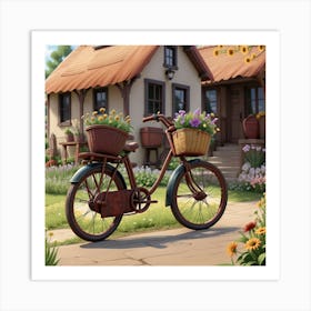 Bicycle In Front Of A House Art Print