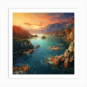 Sunset In The Mountains Art Print