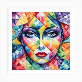 Colorful Face Of A Woman 1 Art Print