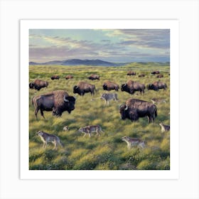 Bison Herd Art Print