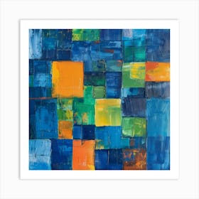 Blue Squares 9 Art Print