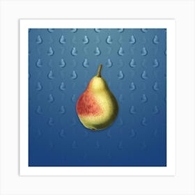 Vintage Pear Botanical on Bahama Blue Pattern n.0930 Art Print
