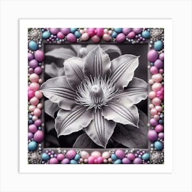 Clematis embroidered with beads Art Print