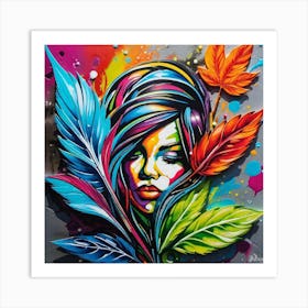 Girl With Feathers 3 Art Print