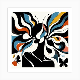 Colourful Butterfly Woman Abstract Art Print