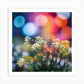 Bokeh Background With Flowers Art Print