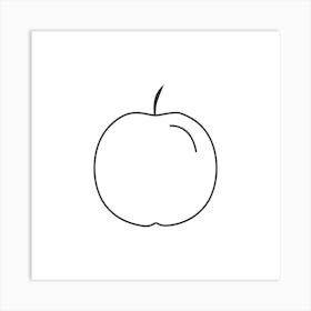 Apple Icon In Black Flat Outline Design Art Print