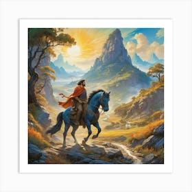 Blue Horse paintings art print Art Print