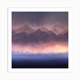 Mountains Fog Art Print