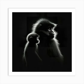 Monkey And A Baby Art Print