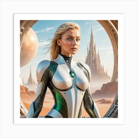 Girl In A Futuristic Suit 2 Art Print