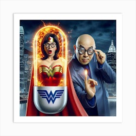 Wonder Woman meets Dr Evil 2 Art Print