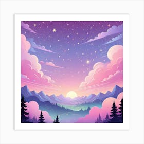 Sky With Twinkling Stars In Pastel Colors Square Composition 109 Art Print