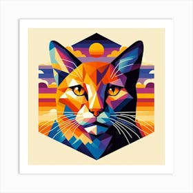 Mink Low Poly Cat Art Print