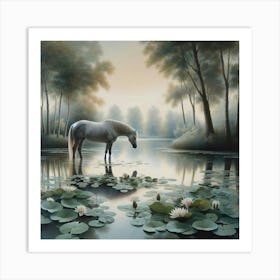 Horse In Water 12 Art Print