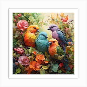 Birds In The Garden Art Print