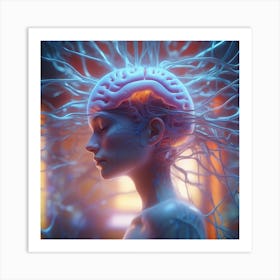 Female Head With Brain Art Print