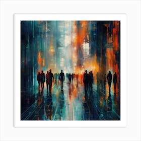 People Walking In The City Art Print