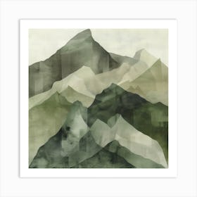 Japanese Watercolour Of Mount Aino 5 Art Print