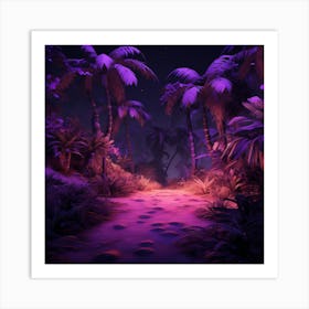 Purple Night In The Jungle Art Print