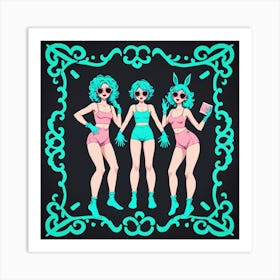 Three Girls In Bikinis 16 Art Print