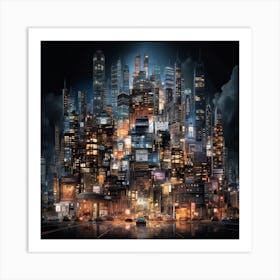 Cityscape At Night Art Print