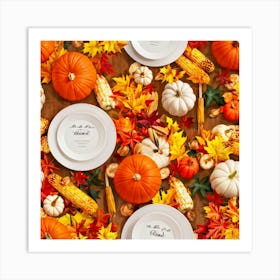 Bright Autumn Palette Incorporating Traditional Holiday Elements Styled In A Modern Art And Design (5) Art Print