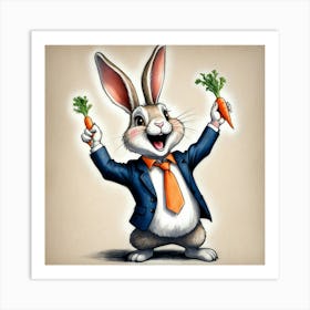 Rabbit Holding Carrots 6 Art Print