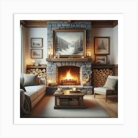 Fireplace In A Living Room Art Print