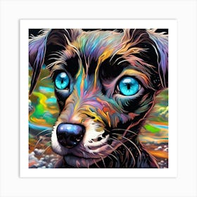 Dog With Blue Eyes 1 Art Print