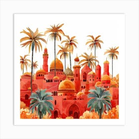 Watercolor Arabic City Art Print