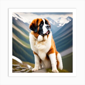 St Bernard Dog 53 Art Print