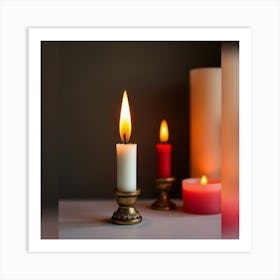 Candles On A Table Art Print