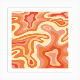 Orange Wavy Pattern Art Print