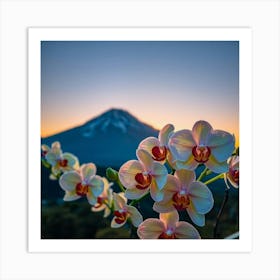 Orchids In Front Of Mt Fuji Art Print