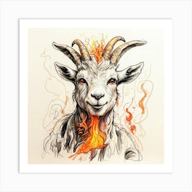 Goat With Flames 3 Art Print