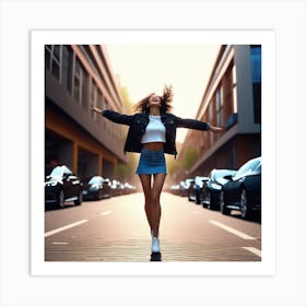 Young Woman In A City Art Print