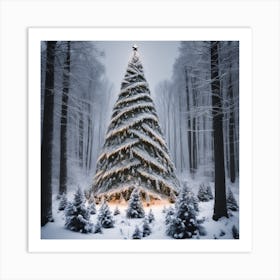 Christmas Tree In Middle Of The Forest (16) Art Print