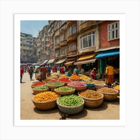 Fruit Market In Kathmandu Art Print