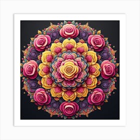 Rose mandala colorful 2 Art Print