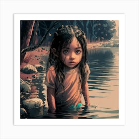 Little Girl In Water Art Print