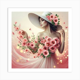 Beautiful Girl With Flowers 3 Art Print
