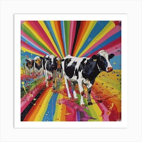 Retro Cow Paint Explosion Art Print